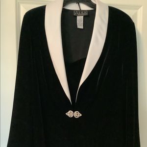 Tuxedo velvet/satin jacket and pull on pants-like new